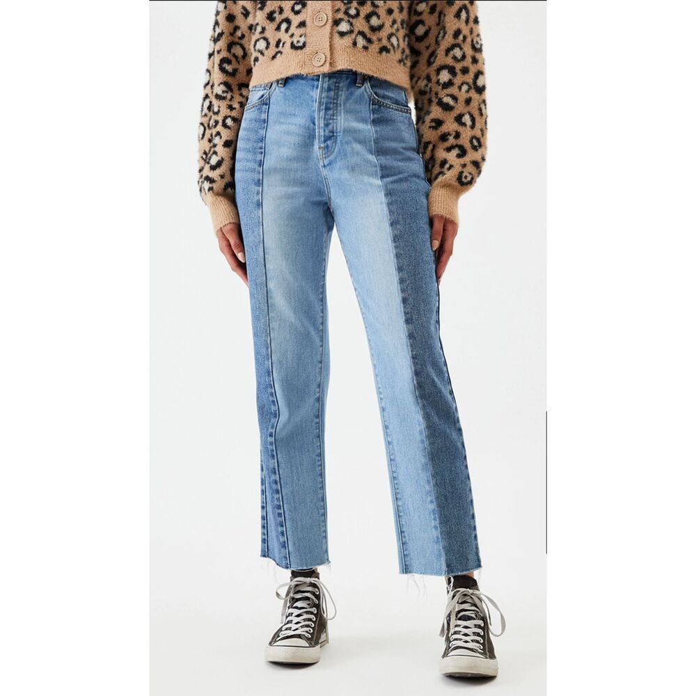 Size 25/Size 0 Pacsun Two Tone Straight Leg high Rise Jeans Color Block
